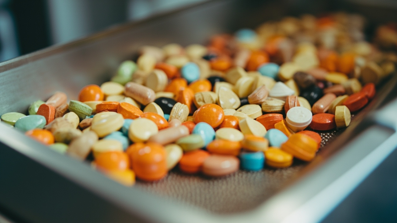Stainless steel vibratory feeder bowl sorting pharmaceutical pills